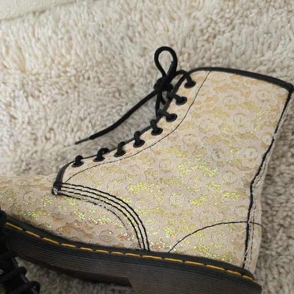 Dr. Martens Lace And Gold GlitterBoots Made In England